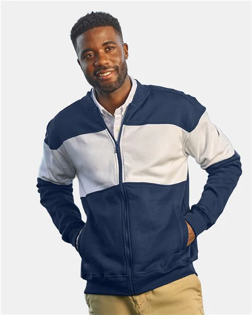 Nautica-N17928-Unisex Anchor Fleece Colorblocked Bomber Jacket