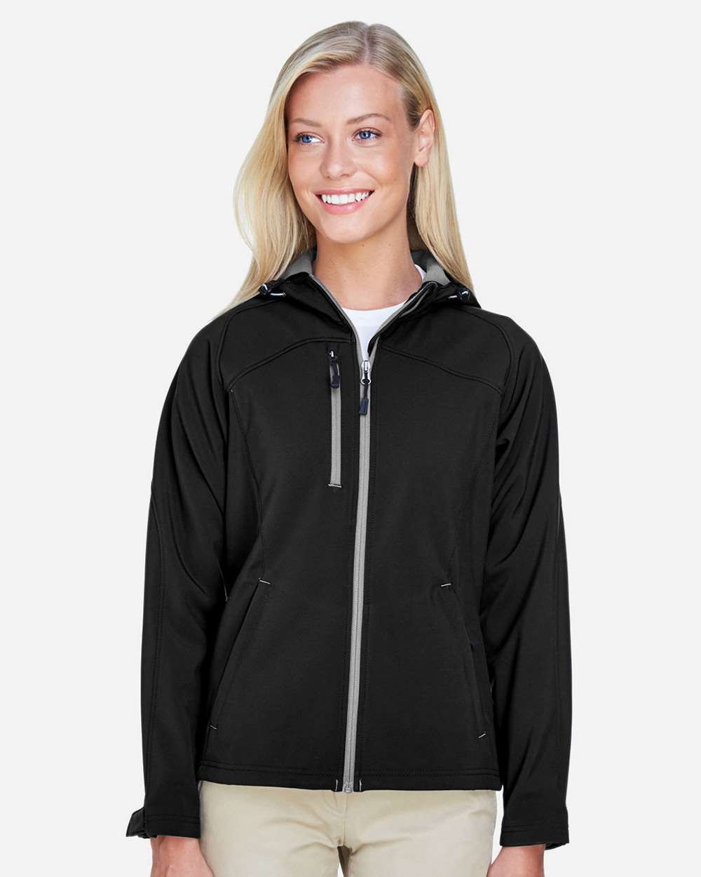 North End-78166-Women's Prospect Two-Layer Fleece Bonded Soft Shell Hooded Jacket - Image 4
