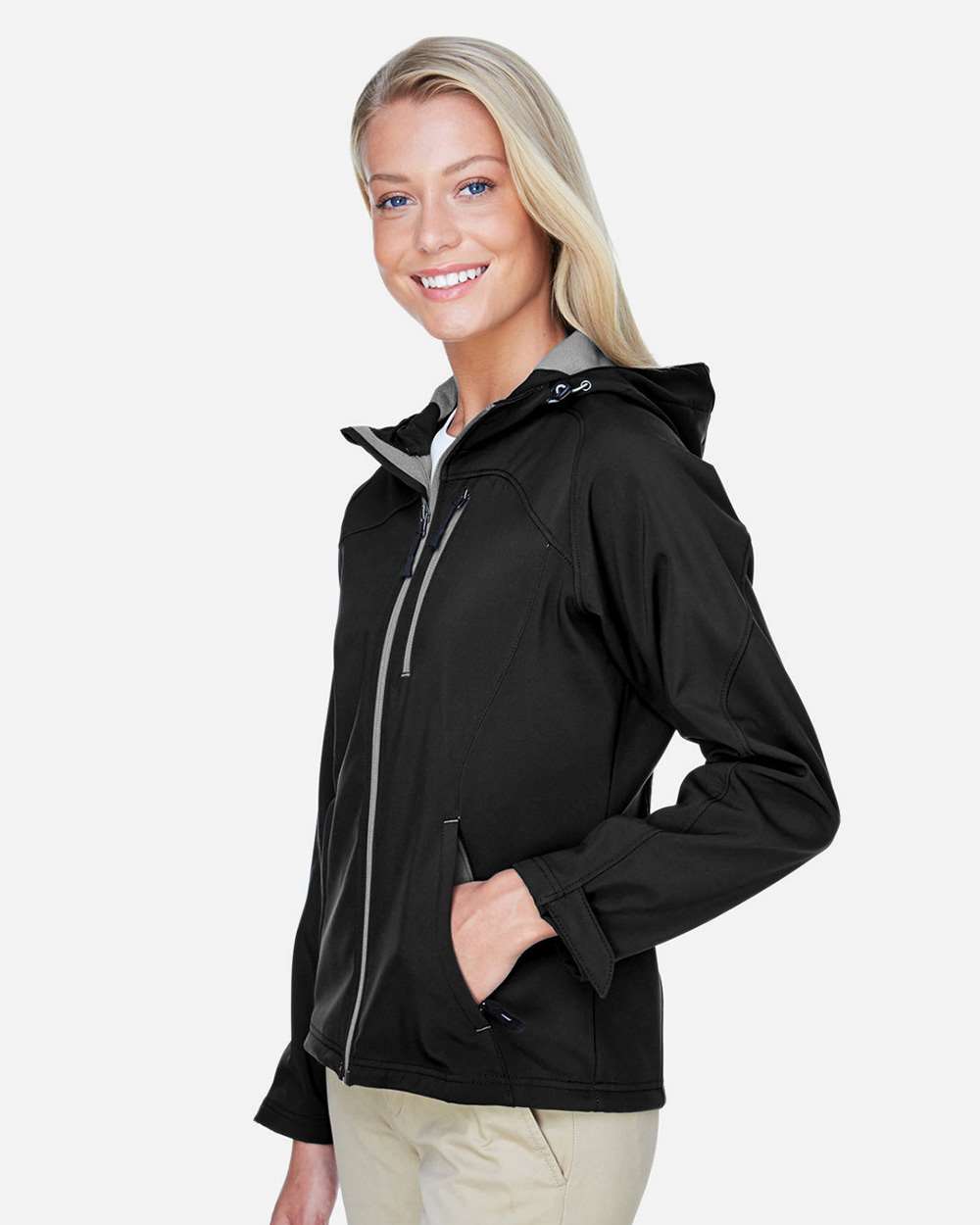 North End-78166-Women's Prospect Two-Layer Fleece Bonded Soft Shell Hooded Jacket - Image 5