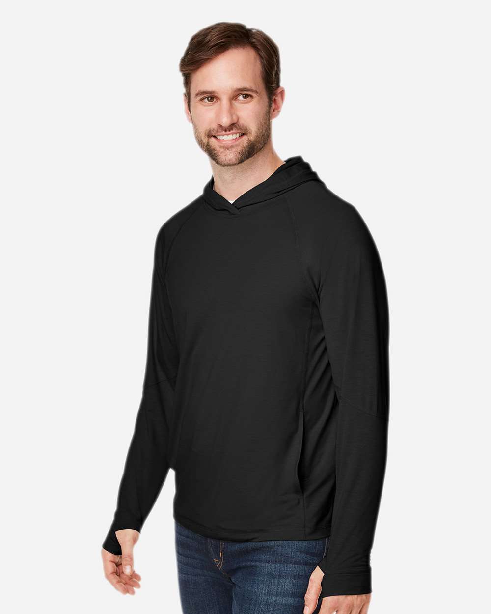 North End-NE105-Unisex JAQ Stretch Performance Hooded Long Sleeve T-Shirt - Image 6
